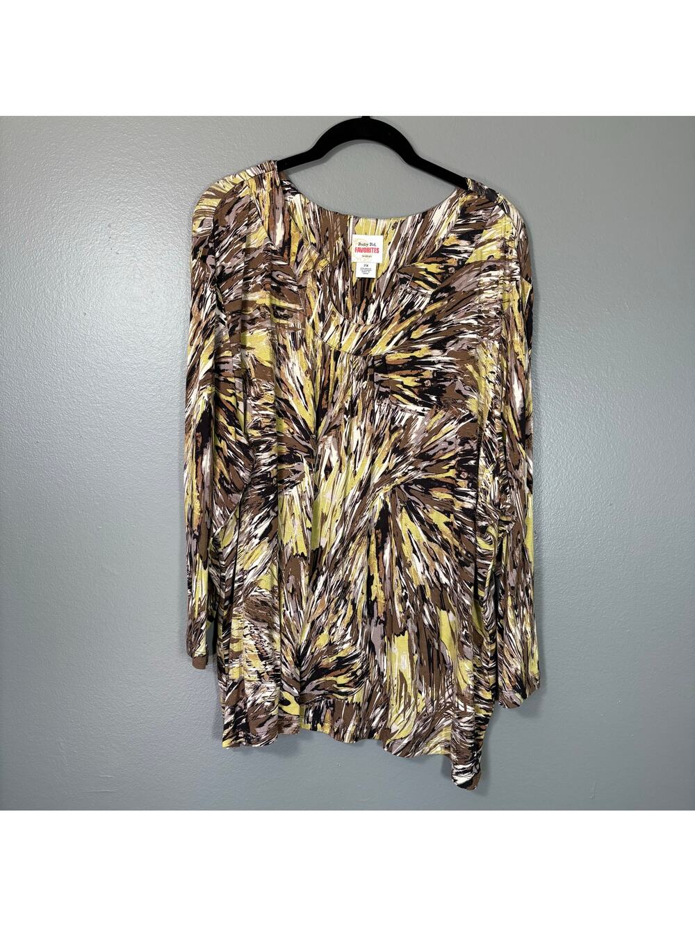 Ruby Rd. Favorites Earth Tones Abstract Print Knit Top - 2X - Women's Plus Size